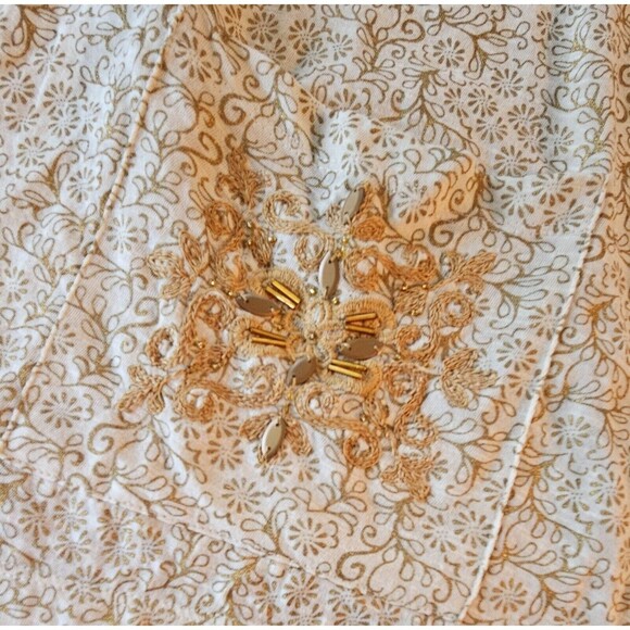 Logo Lori Goldstein Cream Embroidered Open Front Cardigan Size M Lightweight - Picture 4 of 8